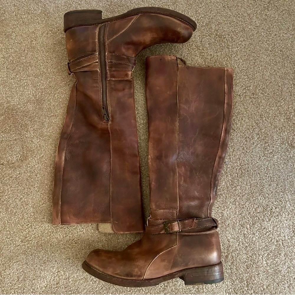 BED|STU Bristol Knee High Leather Boots Size 8.5 Testa Di Moro Rustic Brown